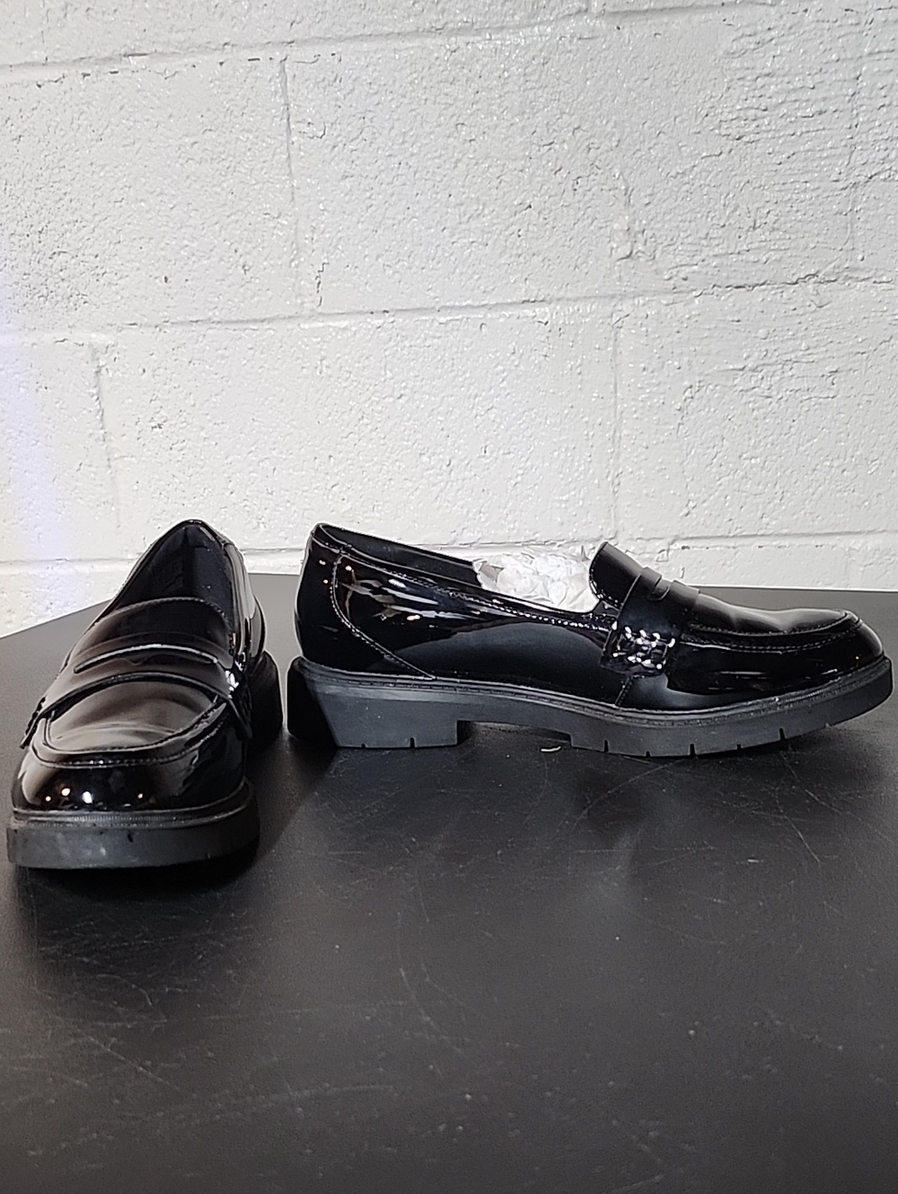 Clarks Women's Black Patent Leather Penny Loafers